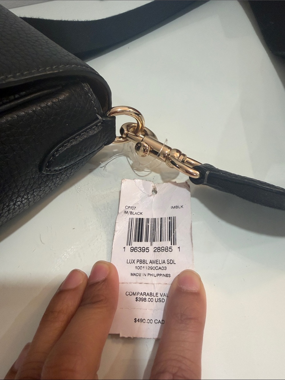 Coach Black Pebbled Leather Crossbody with Gold Accents - Picture 4 of 4